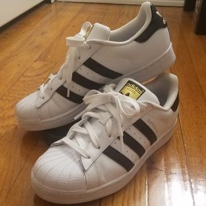 Adidas White/Black Superstar Shoes Women's 8